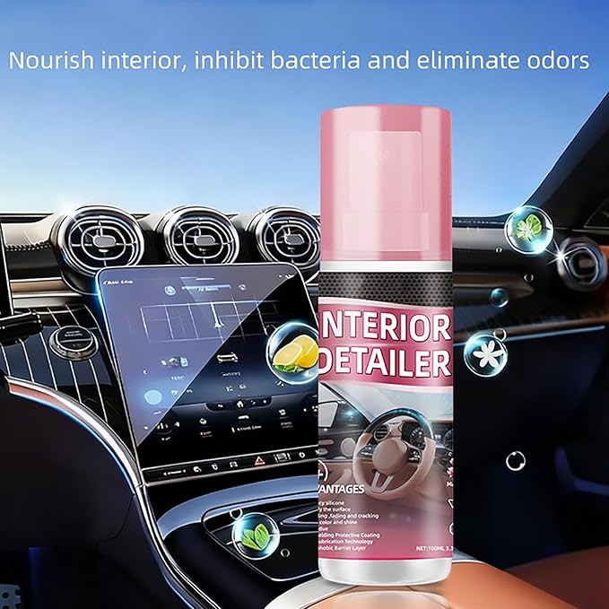 Professional Car Interior Detailer Spray - Multi-Surface Cleaner for Leather, Dash & Plastic - Surface Restoration & Protective Barrier - Non-Greasy Matte Finish (2)