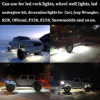 6 Pods LED Rock Lights for Jeep ATV UTV SUV Off Road Wheeler Truck Boat Underbody Glow Trail Rig Lighting Lamp Underglow LED Neon Lights Bright Reverse Waterproof 12V-24V - White