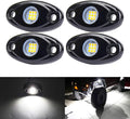White LED Rock Lights, 4 Pods Neon 12V Waterproof Underglow Underbody Kit Crawler Crawling Dome Exterior Wheel Lights for ATV RZR UTV SUV Off-Road Auto Boat Motorcycle Glow Trail Rig Fender Lamp