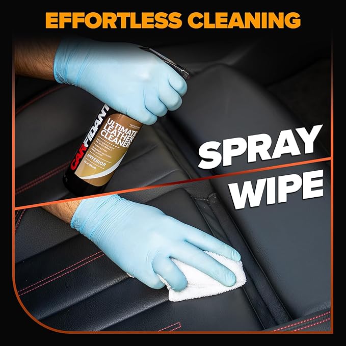 Leather Couch Cleaner - pH Neutral, Non-Toxic & Non-Greasy - Gently Removes Stains & Restores Natural Look - Safe for Car Leather Seats, Interior & Upholstery, Furniture & Sofa - 18 fl. Oz with towel