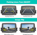 Wireless Backup Camera, 7 Inch Monitor Rear View Camera System for RV, Trailers, Trucks, 5th Wheels, Support 2 Cameras, IP69 Waterproof 18 LED IR Night Vision 152° View Camera, DIY Guide Lines