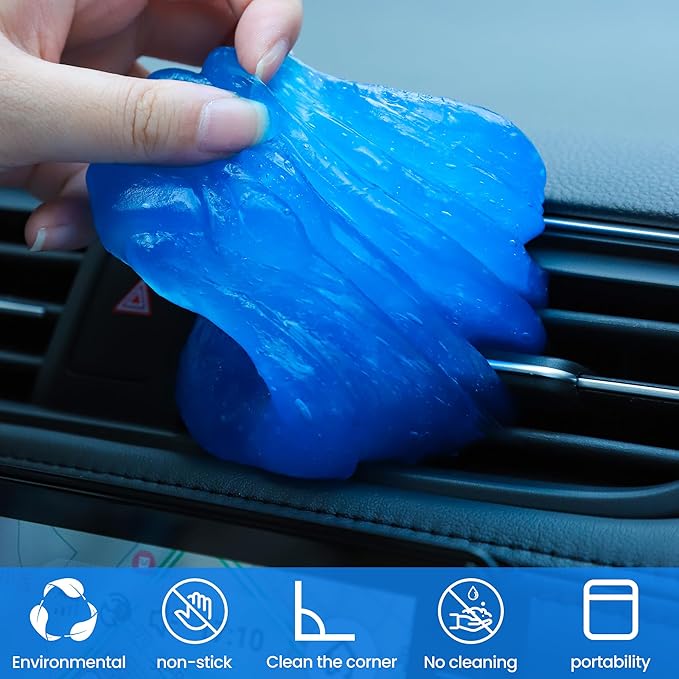Car Cleaning Gel, 4 Piece Car Cleaning Kit, Men's and Women's Car Detailing Supplies Accessories, Car Trim Dust, Crevice Cleaner, Vent Removal Grease and Dust, Clean Keyboard Cleaner.