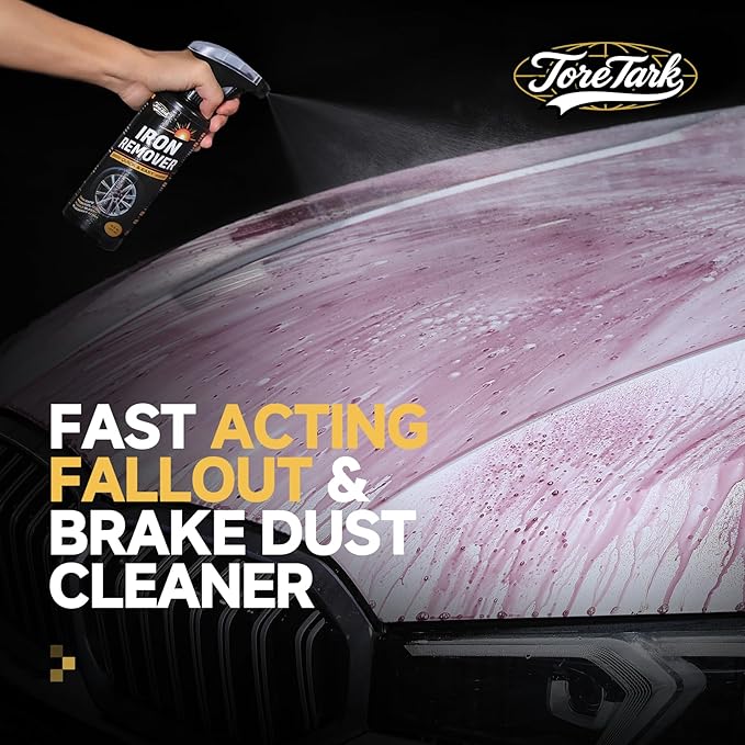 toretark Iron Remover, Fallout & Iron Remover for Car Detailing, Fast Removal Brake Dust & Rust and Wheel Cleaner, Safe for All Vehicle Paint & Wheels, Tire Shine and Preps for Wax (16oz)
