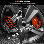 YeewayVeh 4PCS Car Wheel Cleaning Kit, 2-Size Bendable Microfiber Wool Wheel Brush Set, Tire Brush, Double-Ended Detailing Brush, Soft Non-Metallic Rim Cleaner Brushes for All Wheel Types