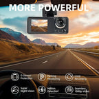 3 Channel Dash Cam, Dash Camera, 1080P Full UHD Car Camera Front and Rear Inside with 64GB Card,Built-in Super Night Vision,2.0'' IPS Screen,170°Wide Angle,WDR, 24H Parking Mode, Loop Recording