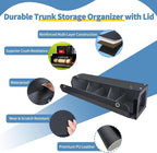 Trunk Organizer for SUV, Leather Car Organizers and Storage with lid & Sturdy Handle, Waterproof Hard Car Trunk Storage Box for Sedan, Travel, Grocery, Daily (Black, 37''*11.41''*12.5'')