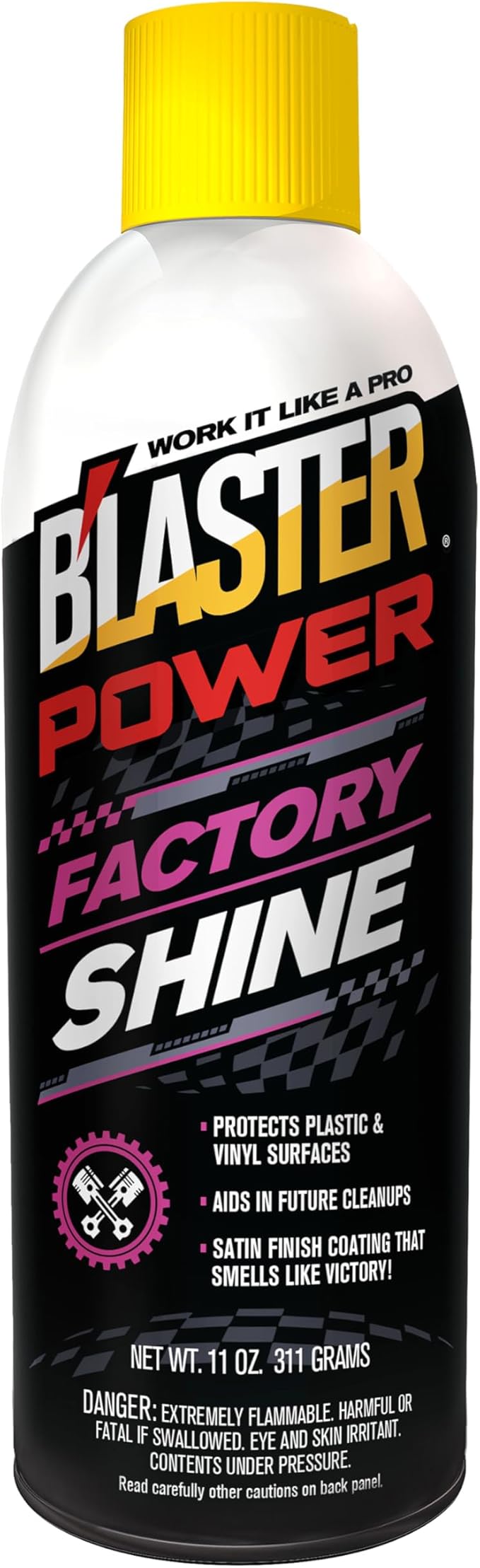 B’laster Plastic Restorer for Cars – Power Factory Shine Spray – Car Detailing Supplies That Restore and Protect Interior Plastics and Vinyl with Satin Finish and UV Protection – 11oz (Case of 6)