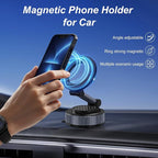 surundo Magnetic Phone Holder for Car - Upgraded 360° Vacuum Magnetic Phone Holder, Foldable Retractable Suction Cup Car Mount for Magsafe for Your Car/Gym/Mirror Mount for iPhone & Android