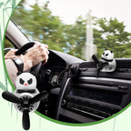 Tallew Car Air Freshener Cute Panda Car Vent Clip Diffuser with Rotating Propeller Outlet Vent 2.5" x 2.4" x 2.1" Easy to Install Included 2 Scents Aroma Tablets Aromatherapy Ornament Auto Accessories