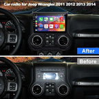 Upgraded Android 13 Car Radio for Jeep Wrangler (2011 2012 2013 2014), 10.2 Inch Car Radio with Carplay&Android Auto Support GPS Navigation, Backup Camera,FM/RDS Radio