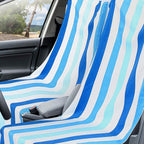 Hahafelt 2 Pack Car Seat Towel Covers with Storage Bag, 63 x 32 Inch Universal Non Slip Waterproof Sweat Protector for Car Truck, Gym Swimming Running, Machine Washable (Blue Vertical Stripes)
