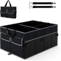 Goplus Collapsible Trunk Organizer, 13 Gallon Foldable Car Storage Organizer with Extenable Compartments, Pockets, Securing Straps, for SUV Van Sedan Truck, 22" x 16" x 10"