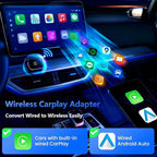 26Upgrade Wireless CarPlay Adapter & Android Auto, 2-in-1 CarPlay Adapter Convert Wired to Wireless, Mini Size with USB A & USB-C Extension Cable, Plug & Play, Stable Connection & No Delay (Black-2.0)