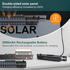 1080P Solar Wireless Backup Camera with 5in Monitor, 5000mAh Rechargeable Battery and Solar Panel, IP69K Waterproof, IR Night Vision, Support 2 Cameras, for Car, RV, Trailer, Camper (0092)