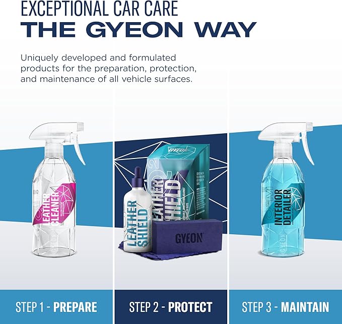 GYEON Q² LeatherShield – Durable SiO₂ Ceramic Leather Coating - Invisible Protection against Dirt, Liquids, Dye and UV Rays - Suitable for All Modern Leathers – 100 ml Supplied as 2x50ml