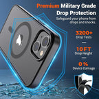 SUPFINE Magnetic for iPhone 14 Case & iPhone 13 Case (Compatible with MagSafe)(Military Grade Drop Protection) Translucent Matte Shockproof Phone Cover,Black
