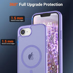 SUPFINE Magnetic for iPhone 17e Case/iPhone 16e Case (Compatible with MagSafe) (Military Grade Drop Protection) Slim Translucent Matte Shockproof with Anti-Fingerprint Phone Case,Purple
