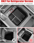 3PCS Center Console Organizer Compatible with 2020-2024 Land Rover Defender 90 110 130 (ONLY for Refrigerator Version) Armrest Storage Box Insert Tray Sets Interior Accessories