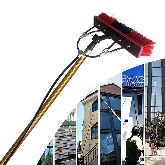 Window Cleaning Pole, Water Fed Telescopic Brush Extendable Suitable for Photovoltaic Panel Cleaning Trucks (24FT)
