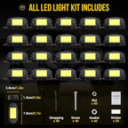 Hovano 20 Pods COB White Rock Lights, 120 COB Chips 6500K Pure White Super Bright Neon Underglow, IP68 Waterproof Shockproof Off-Road Light Kit for Pickup Trucks, SUV, UTV, ATV, RZR, Cars & Boats