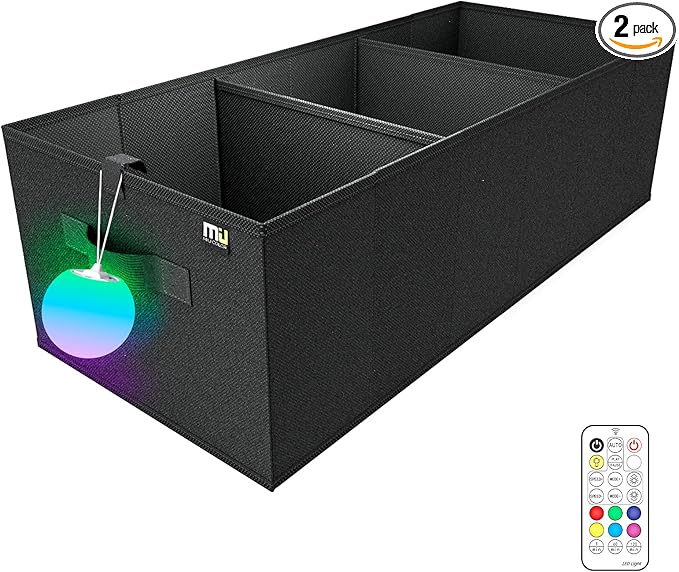 MIU COLOR Collapsible Car Trunk Organizer with 3-inch Rechargeable LED Ball Light Set for SUV, Sedan, Van, Camping, Party, Home Storage, Car Accessories for Men, Women, Color Glow Birthday Day Gifts