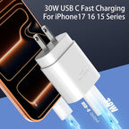 Phone 16 15 Charger Fast Charging,30W Type C Chargers USB C Charge Block with 2 Pack 10FT USB C Cable Nylon Braided for Phones 16/16 Plus/16 Pro/16 Pro Max/Phone 15/15 Pro Max/Pad Pro/AirPods,White