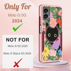 for Moto G 5G 2024 Case - Compatible with MagSafe Women Girls Cute Magnetic Protective Phone Cover Girly Cat Flower Floral Heavy Duty Shockproof Design for Motorola Moto G 5G 2024 Cases