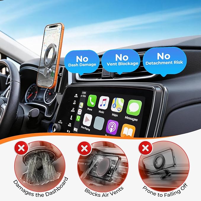 Car Phone Holder for Honda CRV CR-V 2022 2021 2020 2019 2018 2017 (Only for 5/7-Inch Screen) 360° Rotation Magnetic Cell Phone Mount, Compatible with Magsafe, Does Not Affect Air Vent