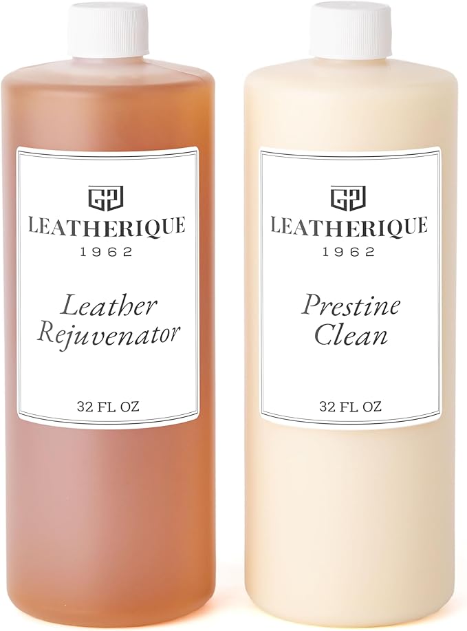 Leatherique Leather Care & Preservation Set - 32 oz | Leatherique Rejuvenator Oil & Prestine Clean 2-Step System | Softens, Conditions & Preserves Leather | Perfect for Cars, Furniture, Saddles & More