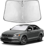 EcoNour Windshield Sunshade Compatible for Volkswagen VW Jetta 2011-2016 2017 2018, Sun Visor for Front Windshield & Window Sun Shade Cover, UV Heat Blocker & Protector, Car Accessories