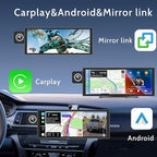 11 Inch Wireless Apple CarPlay & Android Auto Screen for Car,with 4K Dash Cam,Ultra-Light Touchscreen, IP68 1080P Backup Camera, GPS Navigation, Voice Control, Mirror Link(No Card)
