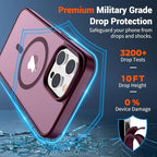 SUPFINE Magnetic for iPhone 13 Pro Max Case (Compatible with MagSafe) (Military Grade Drop Protection) Slim Translucent Matte Shockproof with Anti-Fingerprint Phone Case,Wine Red
