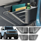 NeaLia Ford Bronco Door Storage Pockets, Front & Rear Door Side Organizer Box, Interior Net Pocket Replacement Bezel Frame Trim Cup Holder for Bronco 2021 2022 2023 2024 2025 (Not Sport), 4PCS