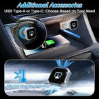 4 in 1 Wireless CarPlay Adapter - 2026 Upgraded Screen Mirroring Adapter for Apple CarPlay & Android Auto & AirPlay & MirrorLink, Screen Mirror Dongle for Car, Plug & Play, Come with Type-C Extension
