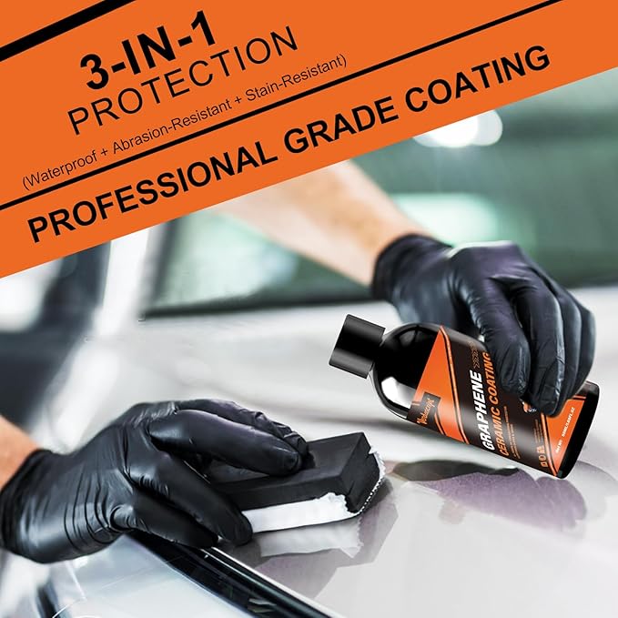 Graphene Ceramic Coating (50ml) - 20H Professional Top Coat Kit. Heavy Duty Paint Sealant, Hydrophobic & High Gloss Shine, 10+ Yrs Long-Lasting Protection. Apply After Car Wash & Paint Correction.