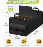 MIU COLOR Trunk Organizer for SUV, Collapsible Car Organizer with 12 Pockets, Non-Slip Bottom, Storage Organizer for Sedan, Van, Jeep, Grocery, Car Accessories, Large 3 Compartments, Black,32"×13"×12"