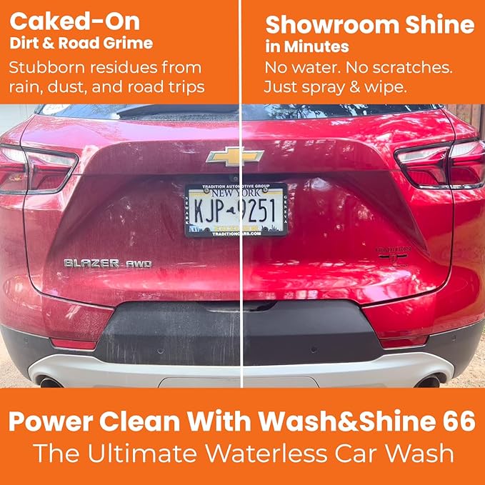 Shinykings Premium WATERLESS Car Wash with Ultra Car Shine Effect California Wash&Shine 66 | Powerful Car Wash Soap for All Surfaces | Scratch-Free & Biodegradable Car Cleaner | 1 GAL