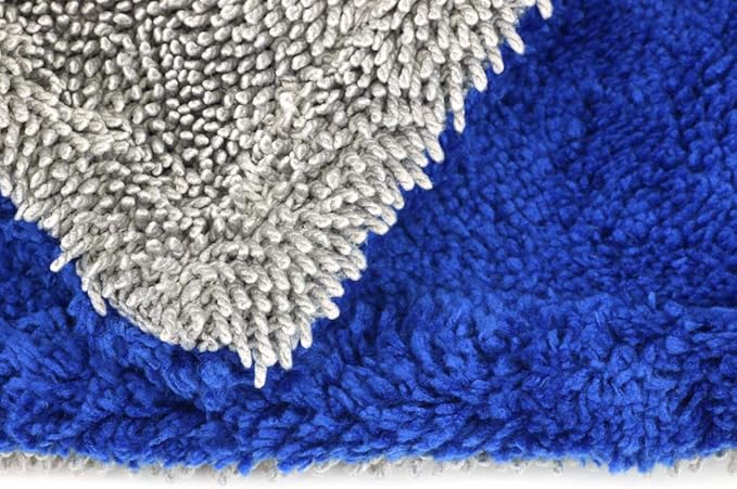Autofiber Amphibian Dual Side Microfiber Car Drying Towel - One Side Twist, One Side Plush - Pack of 1-20 inch x 30 inch (Blue/Gray)