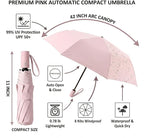 BAODINI Small UV Protection Travel Umbrella Compact for Rain and Sun UPF 50+ Windproof Portable 42 inch Umbrella for Women and Men