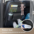 Coverado Car Backseat Organizer(2 Packs) with Tablet Tray, Nappa Leather Organizer for Car Seat Back, Waterproof Car Seat Organizer with Touch Screen, Seat Protector Kick Mats for Kids