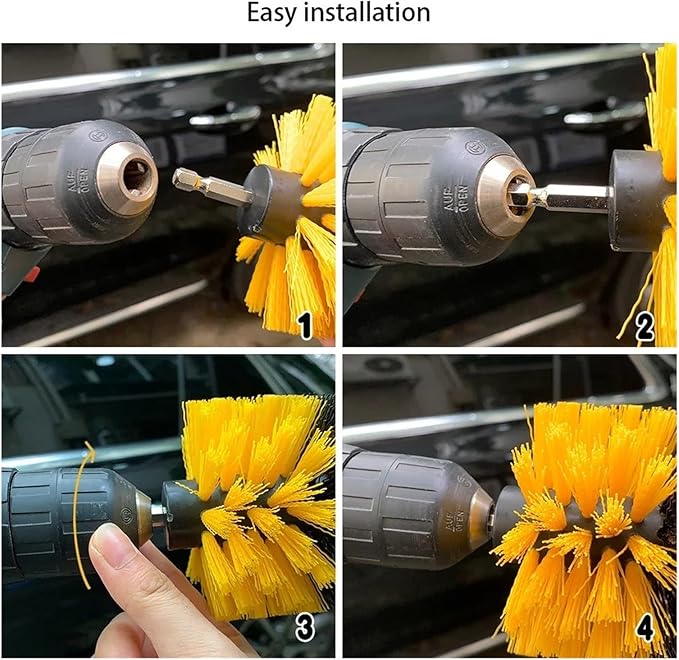 Nylon Round Cleaning Brush Set for Electric Drill - High-Density Bristle Carpet and Glass Cleaning Tool Kit(7pcs)