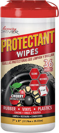 Car Wipes Interior Cleaning Protectant for Dashboard for Tires for Shine and Vinyl Protectant for Plastic for Dash Cleaning for UV and Fading by Luxury Driver - Cherry Scented (36ct Canister)