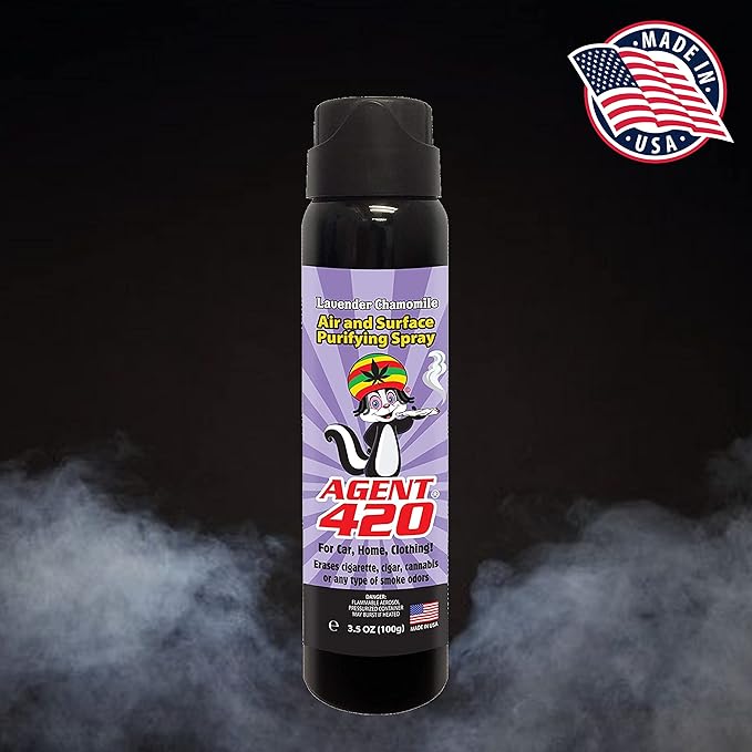 Agent 420 Odor Eliminator Aerosol Spray, Lavender Chamomile, 3.5 oz — Tea Tree Oil Breaks Down Smoke at the Molecular Level