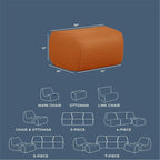Big Joe Solvana Outdoor Ottoman, Weather-Resistant Cool Touch Silicone Stitched Leather, Ottoman Only, Honey Sand