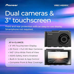 Pioneer VREC-H520DC Dual Dash Cam Front and Rear Car Camera - Large Screen, 2K Resolution, Starvis Night Vision, 140 Degree Wide Lens, ADAS Safety Alerts, Built In GPS, Impact Detection, 24/7 Coverage