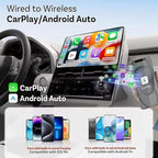 Wireless Carplay Adapter 2in1, 2026 Upgrade Wired to Wireless for CarPlay/Android Auto, WiFi 6 Mini Plug & Play, USB/Type C, Smart Button Dongle Auto-Connect for iPhone iOS 10+ Android 11+