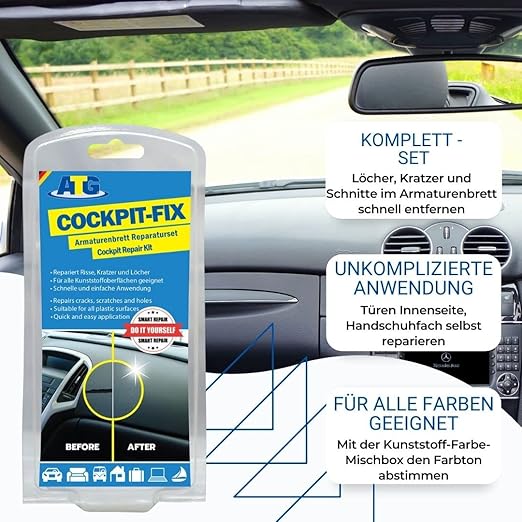 ATG Car Dashboard Repair Kit – Dashboard Repair for Cracks & Breaks – Leather & Vinyl Repair – Epoxy Glue Set - Leather & Vinyl