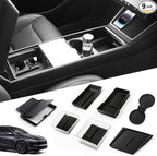 9PCS Center Console Organizer Set for Tesla Model Y Juniper 2026, Console Storage Tray Kit with Anti-Slip Wireless Charging Pad, Armrest Organizer & Cup Holder Insert (Not for Standard)