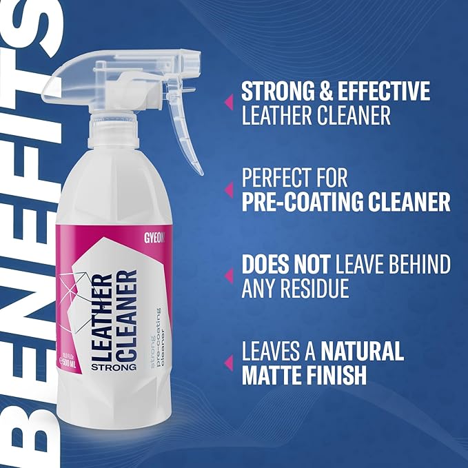 Gyeon Leather Interior Care Kit – LeatherCleaner Strong 500ml & LeatherCoat 120ml for Deep Cleaning and UV-Resistant Protection of Leather Surfaces