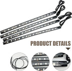 4 PCS Car LED Strip Lights, 5050-15SMD High Brightness Flexible Lamp Strips, IP67 Waterproof 12V DC Bulb with Back-adhesive, Universal Ambient Lighting for Cars Motorcycles Boats (Blue)